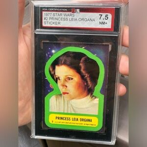 1977 Star Wars Sticker #2 Princess Leia Organa KSA 7.5 FRESHLY GRADED NOT PSA